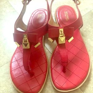 Michael kors red leather sandals 6.5m